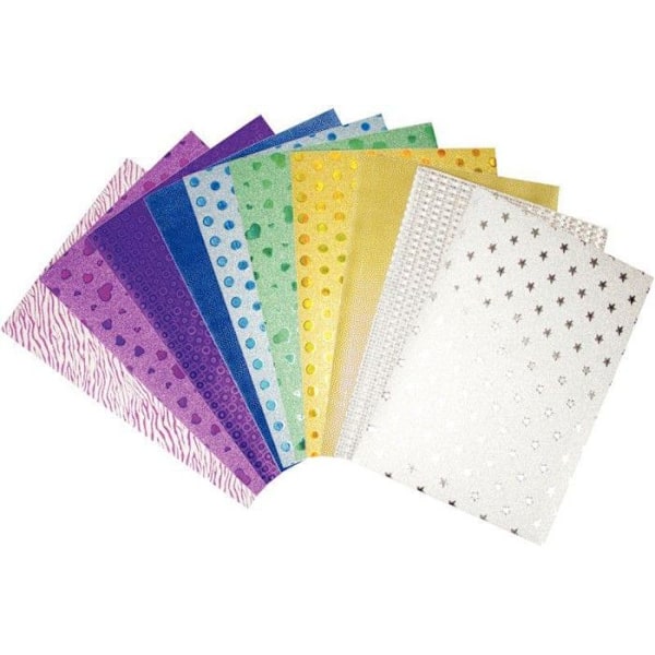 Glitterande självhäftande ark - Flerfärgad - A4 - 10-pack - Juldekoration - Olika mönster Flerfärgad