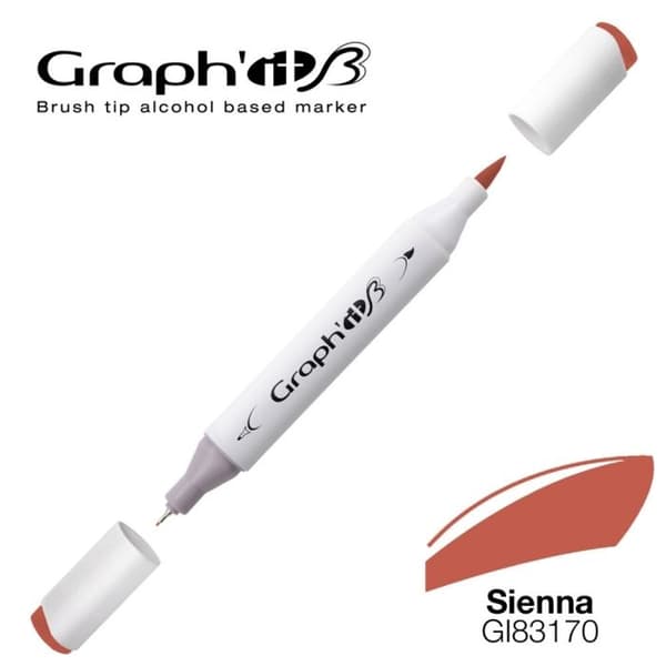 Alkoholmarker - GRAPH'IT - Graph'It Brush Marker - Sienna - Extra fin spets 0.5 mm - Oföränderlig Siena