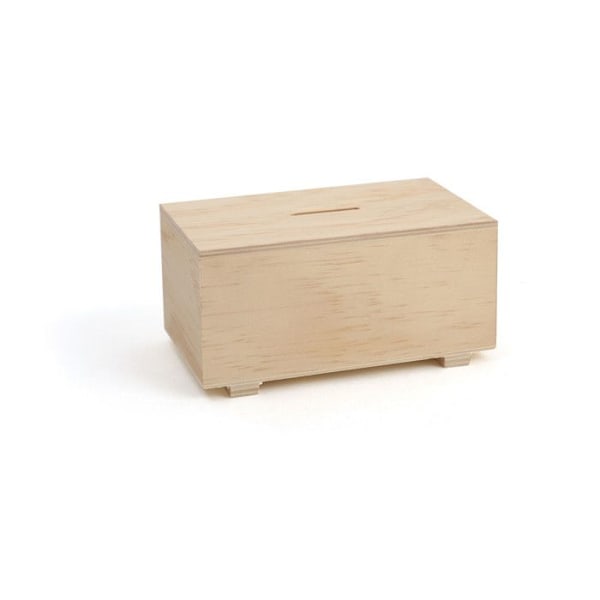Rektangulär sparbössa i trä kastanj