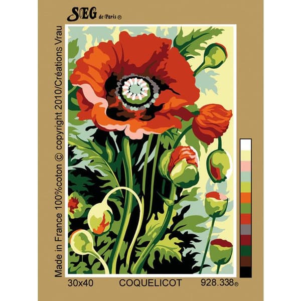 Antik duk Coquelicot 30x40cm Vallmo