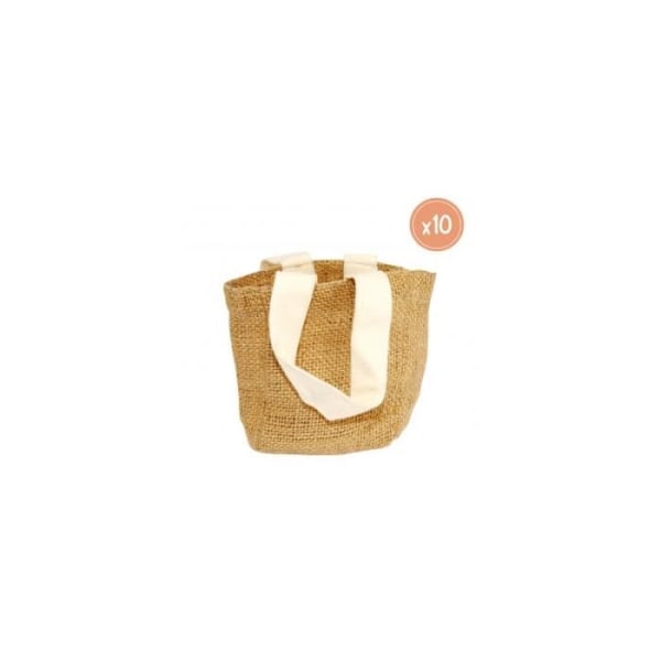Jutepåsar - Sodertex - Set med 10 - PVC-belagd - 4,5x10x10cm - Naturlig färg Naturlig