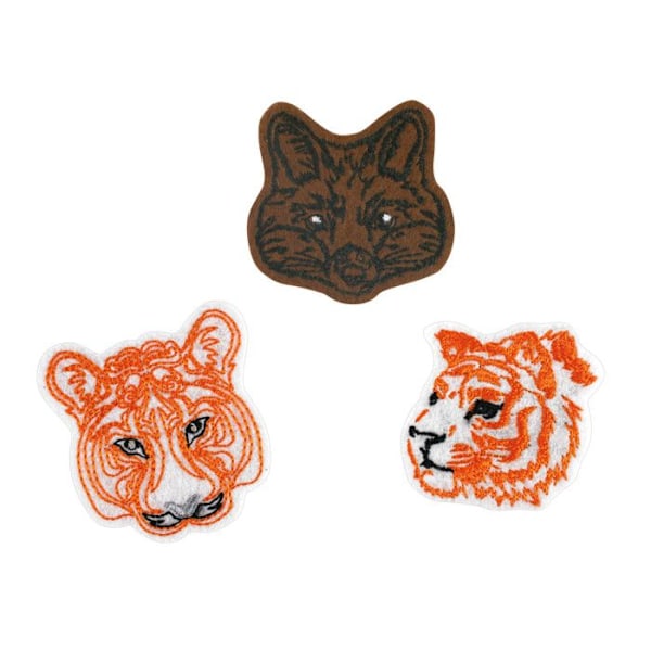 Följande broderade kattpatchar 4 till 5 cm 3 stycken Flerfärgad