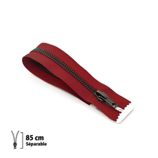 Fermeture éclair Z19 - mässing Separabel 6mm - 85 cm blodröd