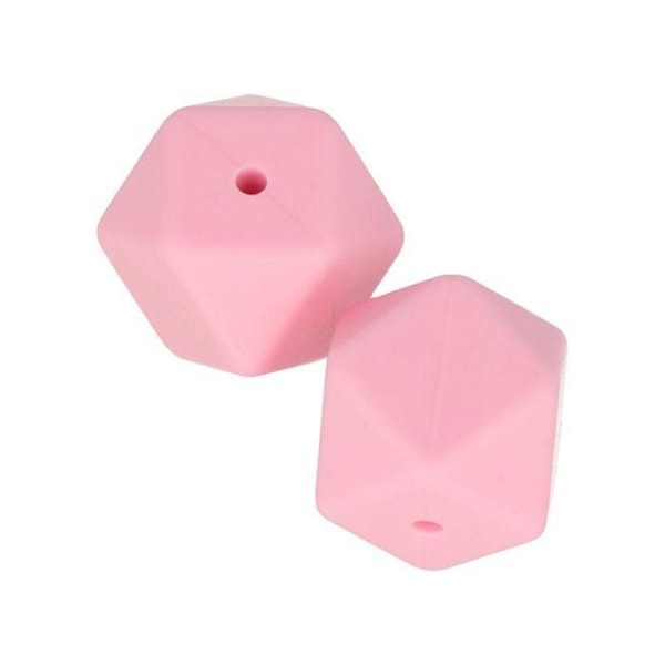 2 sexkantiga silikonpärlor - 17 mm - rosa Rosa