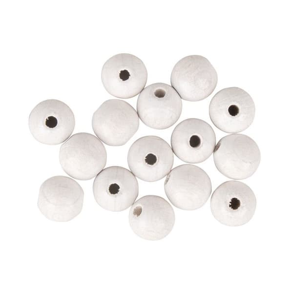 Borrade träkulor FSC 100%, matt, ø 10mm, vit, 35 st Vit