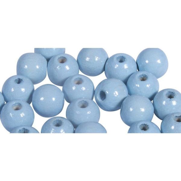 Polerade träpärlor 8 mm Blå pastell 82 stycken pastellblå