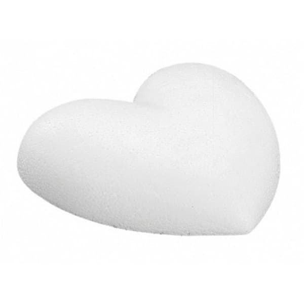 Hjärta i polystyren, 20 cm, platt