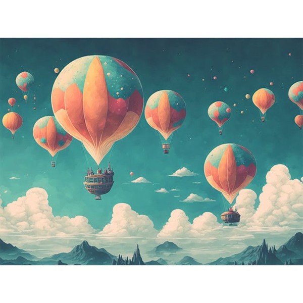 Diamantmålningssats - Luftballongmodell i himlen - 40x30cm Flerfärgad