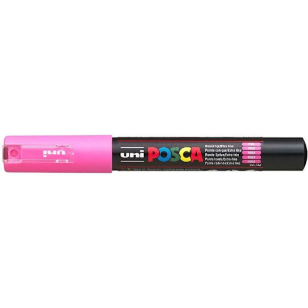 Markörer - PC1MC - Set med 8 - Extra fin konisk spets - Grundläggande färger - Opaque Vit, Svart, Gul, Rosa, Röd, Mörkblå