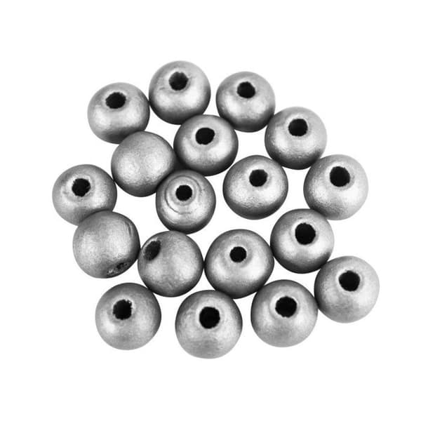 MégaCréa DIY - Silverfärgad träpärla 1,2 cm 170 stycken Silver