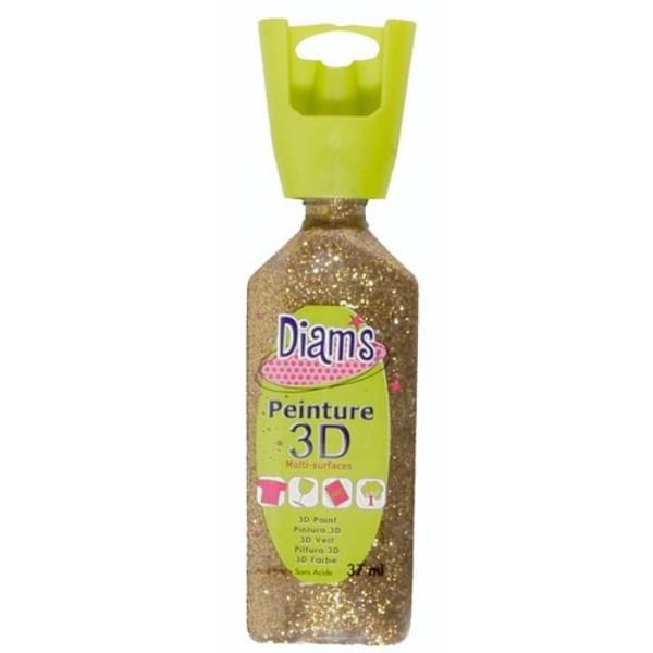 3D-färg - Diam's - Glittrande Guld - 37 ml - Praktisk Tub - Slående Reliefeffekt Eller, Pailleté