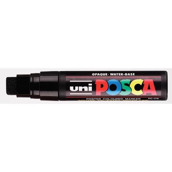 Extra stor rektangulär målarpenna - POSCA - Sned spets i akryl - Linjebredd 15 mm Vit och svart