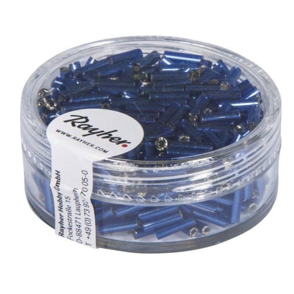 Glasstift, 7 / 2 mm, mörkblå, med silverfinish, låda 15 g