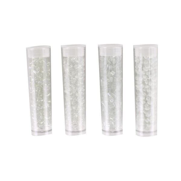 MégaCréa DIY - Rörpärla 8 g Vit kristall 4 stycken Vit