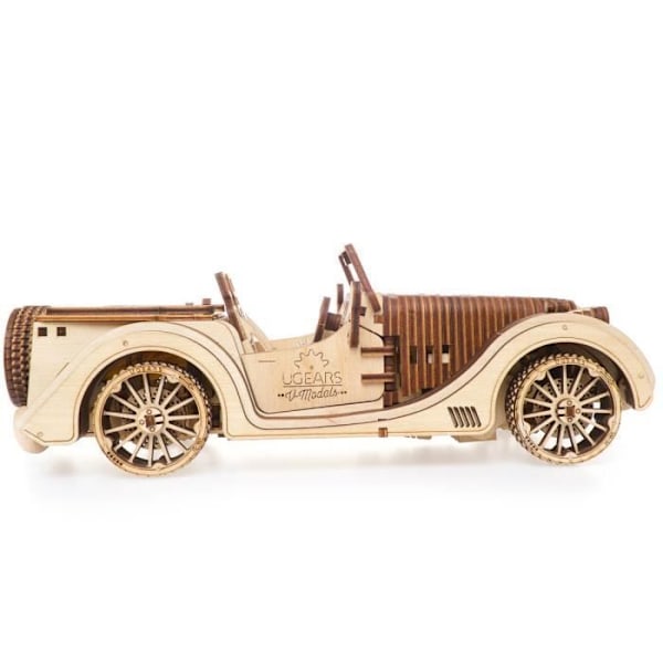 UGEARS VM-01 Roadster – Byggbar 3D trämodell – för vuxna och barn – Miniatyrarbetsbil – i plywood,