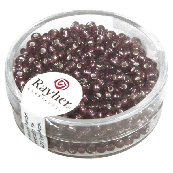 Perle rocaille med silvergradering Lila brun Ø2,6mm16 g Lila