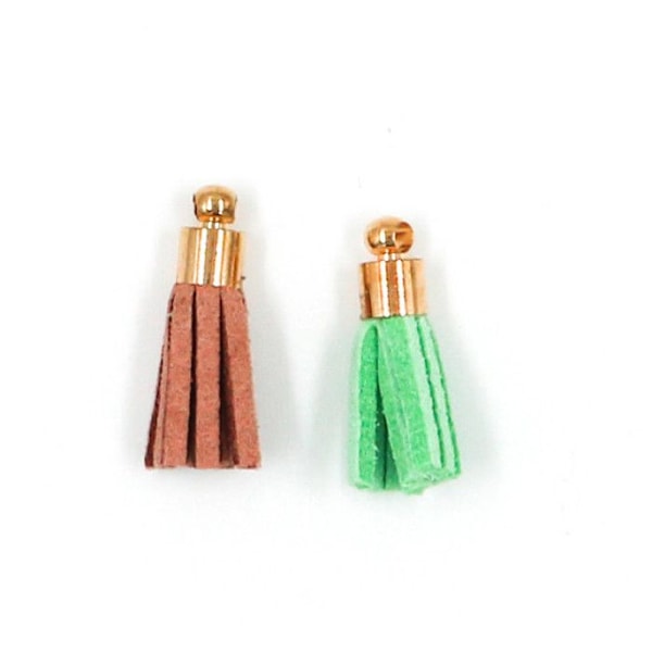 Mini houppe pompon suèdine med gyllene spets 1,8 cm 12 stycken