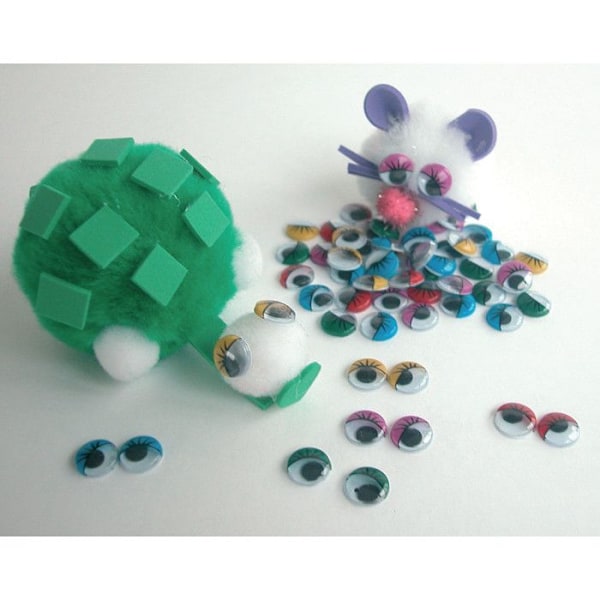 Rörliga ögon med fransar - Smart craft - Ø10 mm - 100 stycken - Blandade färger - 3D-effekt