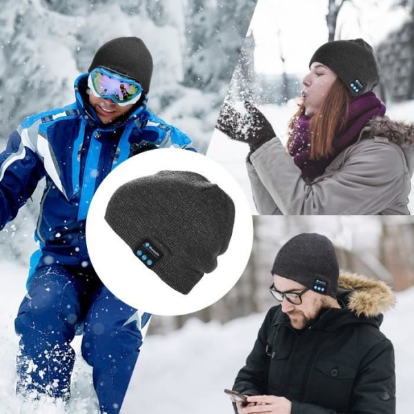 Bluetooth Beanie PUERSIT Trådlösa Bluetooth-hörlurar med stereohögtalare för julklapp män och kvinnor (grå)
