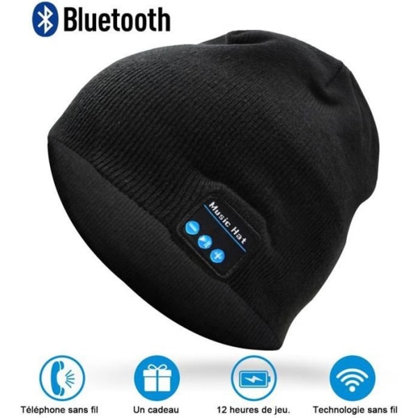 Bluetooth Beanie PUERSIT Trådlöst Bluetooth-headset med stereohögtalare för julklapp män och kvinnor (svart)