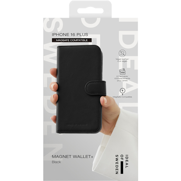 IDEAL OF SWEDEN Magnet Wallet+  iPhone 16 Plus Svart