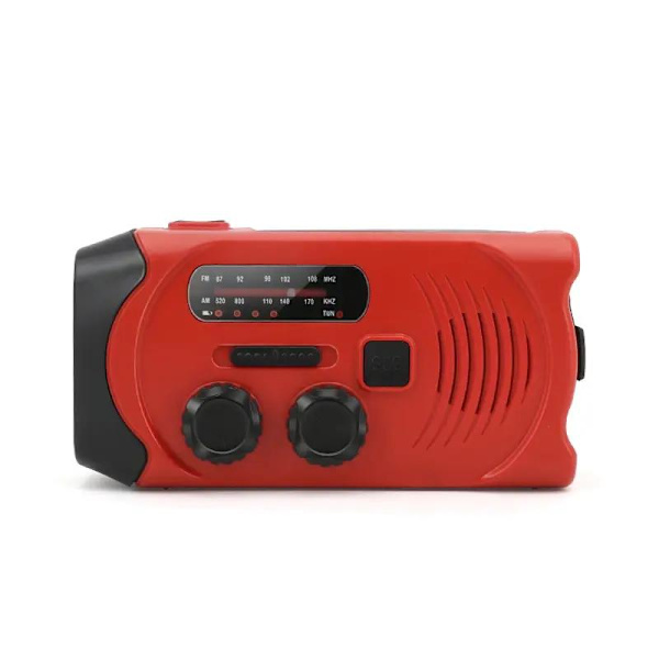 SiGN VevRadio Solar med ficklampa 2000mAh, Powerbank Röd