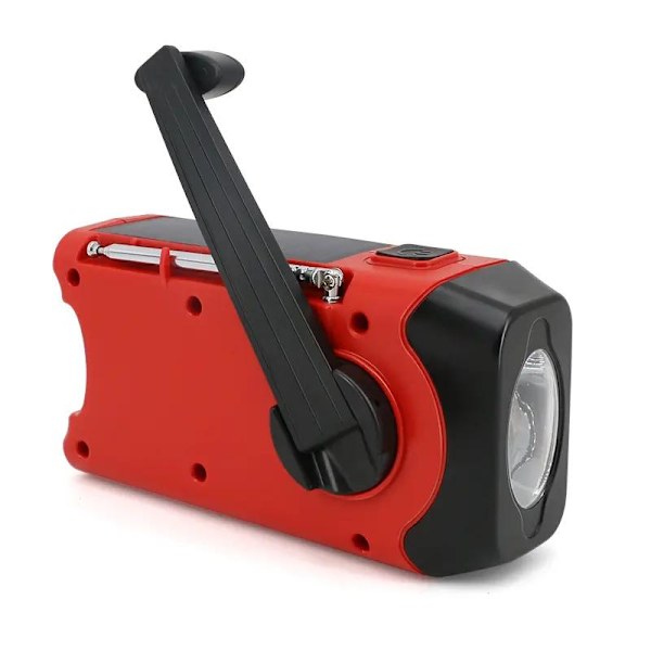 SiGN VevRadio Solar med ficklampa 2000mAh, Powerbank Röd