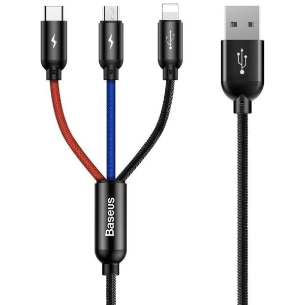 Cable Baseus Rapid USB Cable 3in1 Type C / Lightning / Micro 3A Svart