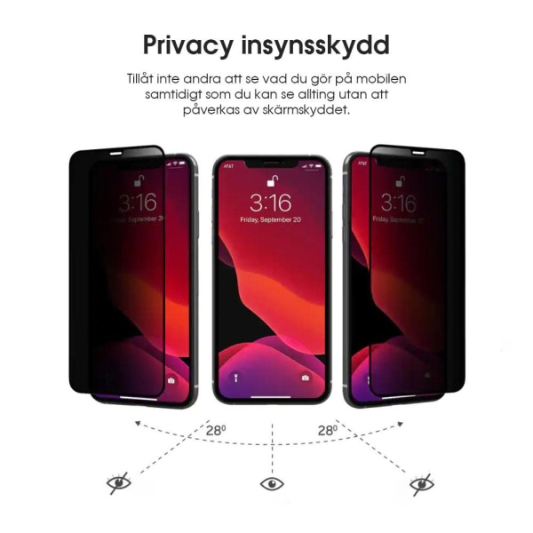 Phonet Skärmskydd iPhone 13 Pro Max / 14 plus - Privacy Glas