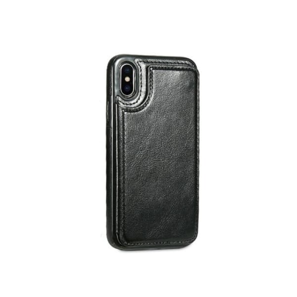 Snyggt mobilskal i svart läder med kortfack till iPhone Xs Max