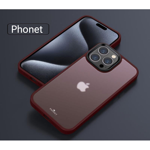 Phonet Mobilskal iPhone 15 Pro - Matte Röd Transparent