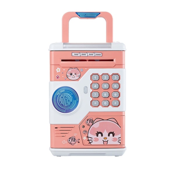 Barns elektroniska kassalåda Automatisk myntengagemang Spargris för att samla in kontanter Pink