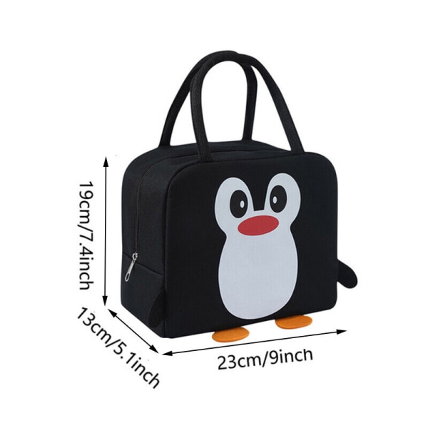 Bärbar Lunchväska Penguin Animals Thermal Lunchbox Tote Kylväskor Black