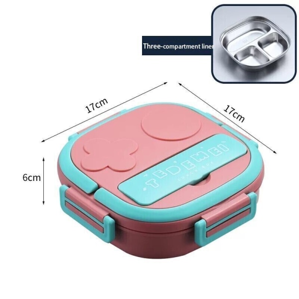 500 ml barnmat varmare termos skola picknick matlåda behållare isolerad kolv Pink 3 compartments
