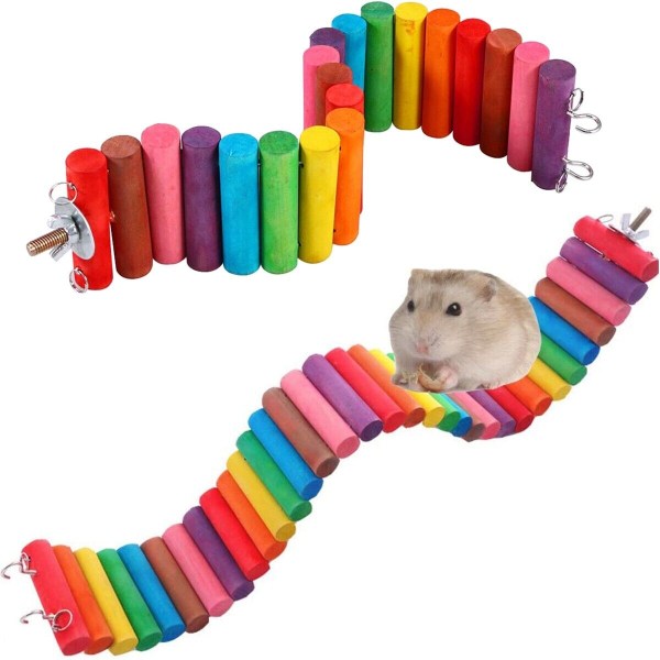 Trä husdjur stege bro trappa Gerbil hamster papegoja gnagare råtta leksak färgglad 6*40CM