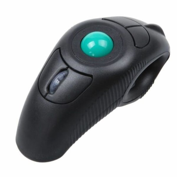 Trådlös USB Trackball-mus Möss Tumkontroll Bärbar finger-handhållningsmus svart