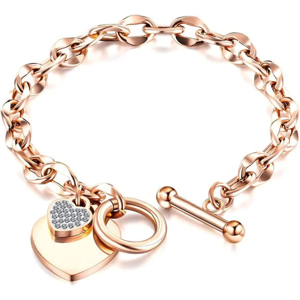 Rose Gold Crystal Armband Med Hjärta Charm Armband För Kvinnor guld