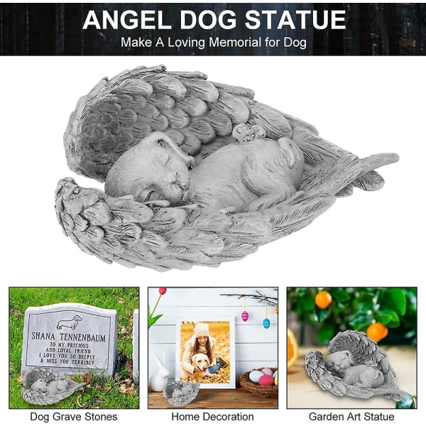 Resin Dog Memorial Staty Husdjur Grav Marker Grave For Cemetery Pet Memorial Stone vit