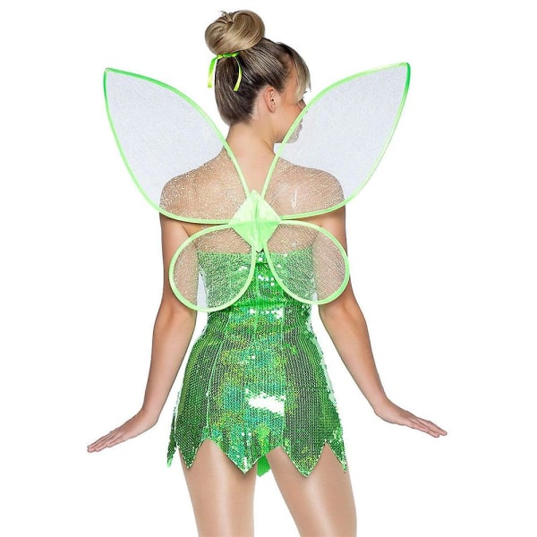 Klassisk Tinker Bell kostym Vuxna kvinnor Fairy Elf Cosplay Klänning Halloween Jul Födelsedag Del S