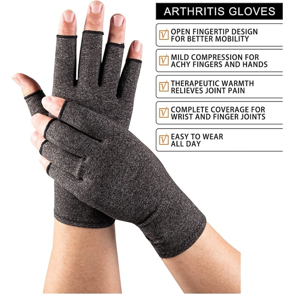 Kompressionsartrithandskar för smärtlindring Reumatoid artros och karpaltunnel fingerlösa handskar artrithandskar XL