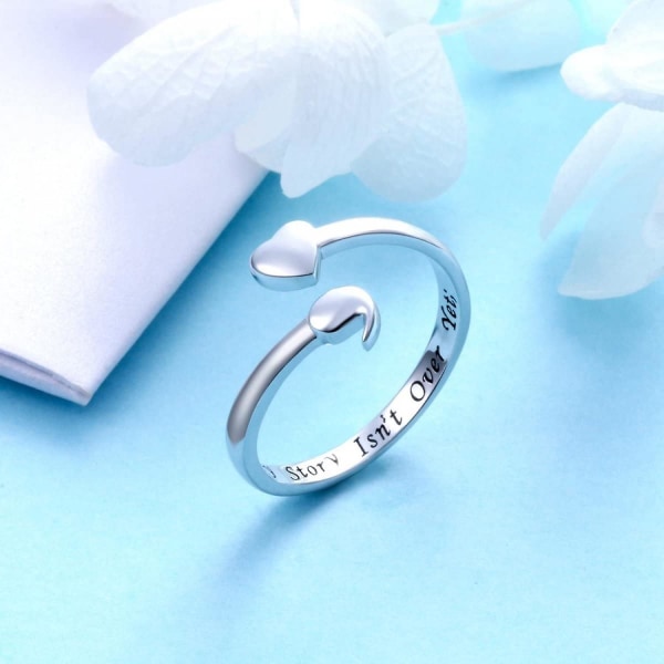 Shxx S925 Sterling Silver My Story Isn't Over Ännu Justerbar Hjärta Semikolon Ring B107-433 silver