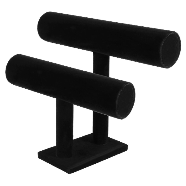 2-vånings armband Armband Display Hållare T-bar Stand Svart svart