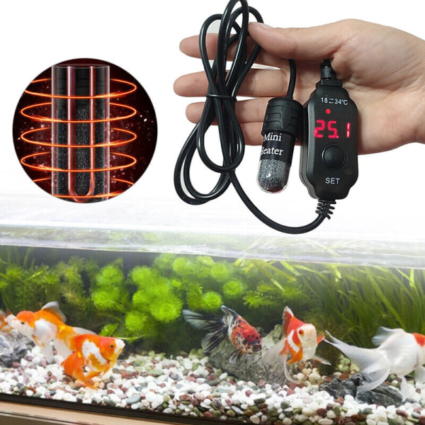 Aquarium Pet Fish Tank Värmare Dränkbar Termostat Värmare Värmestav LED svart