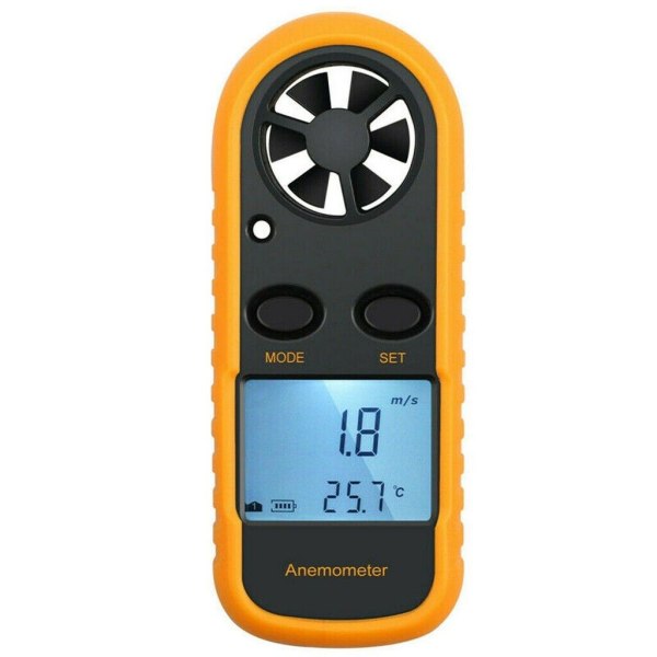 LCD Digital Handhållen Anemometer Vindhastighetsmätare Termometer Segling 0-30m/s orange