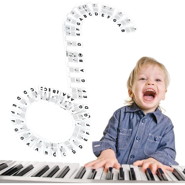 Pianoklaviaturklistermärken Pianonotguide för nybörjare Avtagbara pianoklaviaturnotetiketter transparent