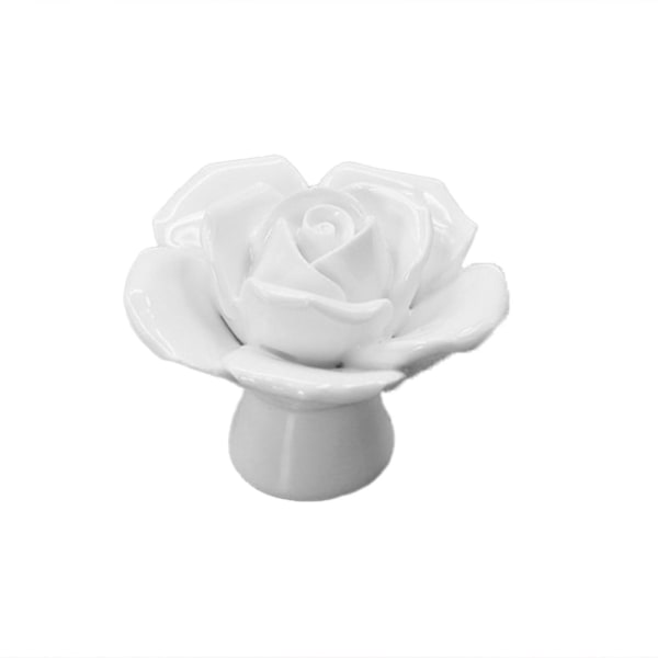 Keramisk dörrknopp rosform Korrosionsbeständighet Elegant vintage keramisk ros blomknopp med skruv för skåp Skåp Lådor White