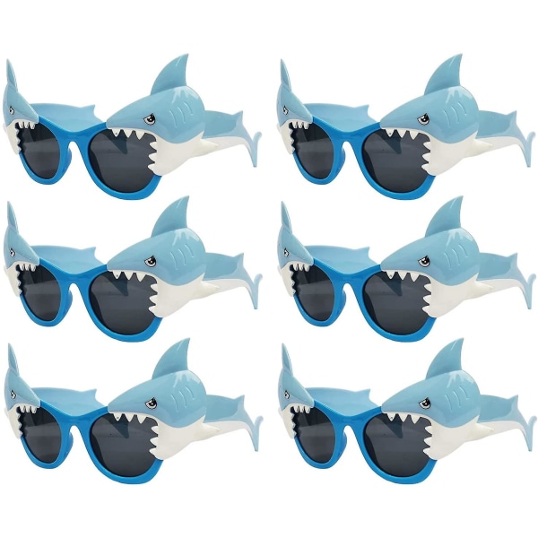 Shark Glasses Party Favors 6st Shark Photo Booth Rekvisita Ocean Pool Party Supplies Kostym blå