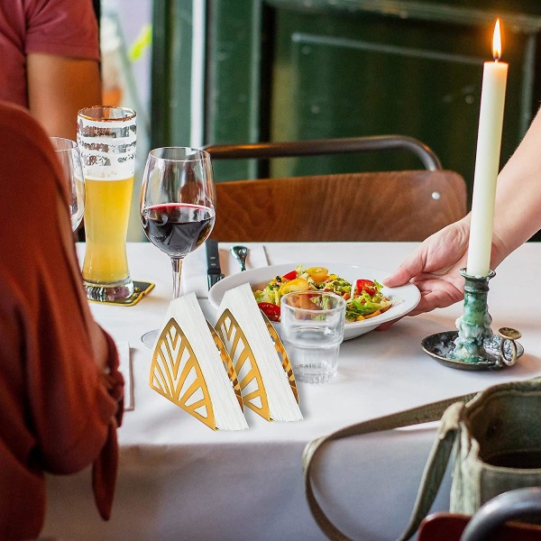 Set med 2 rostfria triangelformade servetthållare för köksbänk matbord guld guld
