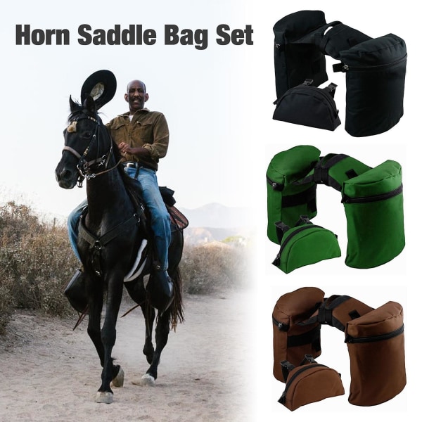 Sadelväskor för hästar Slitstarkt horn Sadelväska Set Tvättbar sadelpåse Praktisk Pommelficka för black CN