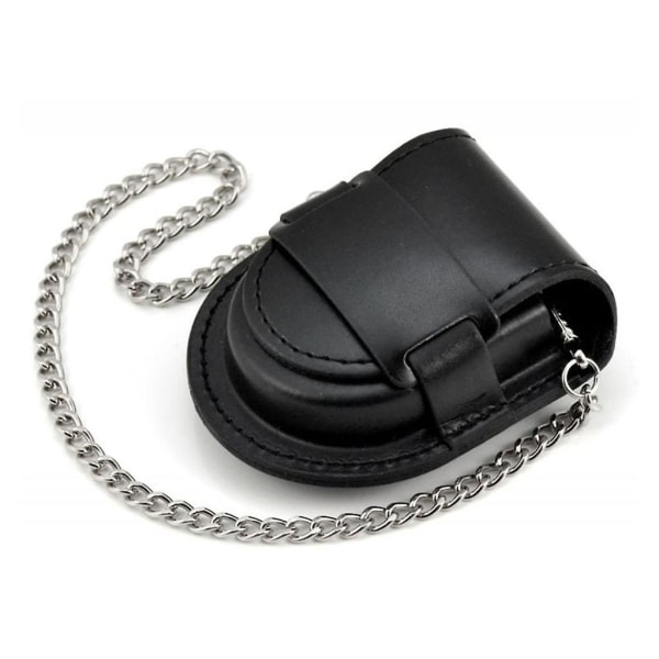 Pocket Watch Pouch Läderfodral med kedja Vintage Watch Protector Hållare Black Bronze chain